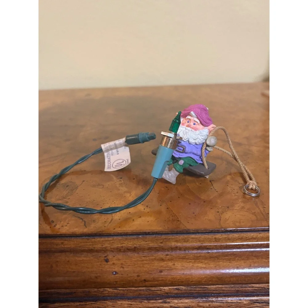 Hallmark North Pole Power & Light Magic Ornament Elf on Swing 1989 Vintage